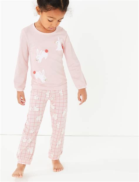 Buy Cotton Bunny Print Pyjama Set (1-7 Years) at Marks & Spencer