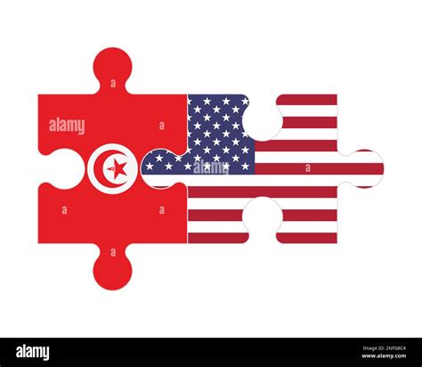 Connected puzzle of flags of Tunisia and USA, vector Stock Vector Image ...