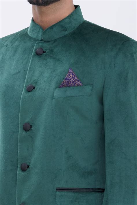 Classic Royal Velvet Bandhgala - Festive Green – Aham-Vayam