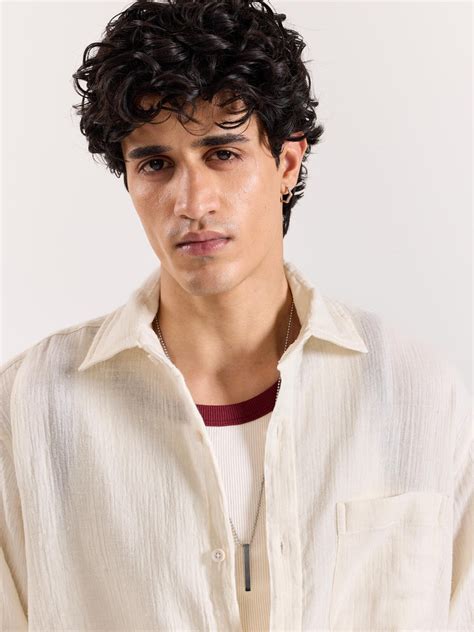 Buy Almond White Gauze Holiday Shirt Online at Best Price | 5Feet11