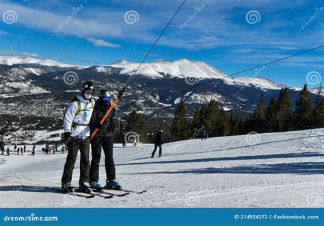 People Using T-bar Ski Lift To Get on the Top of Breckenridge Editorial ...