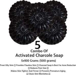 EZRIL 100% Natural Activated Charcoal Bath Soap (Pack of 5) for Deep ...