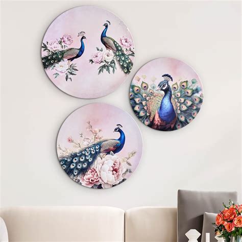 Buy Brezza Peacock Set of 3 Canvas Printed Picture Frames from Home ...