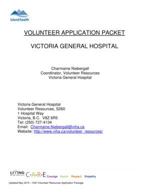 Fillable Online Volunteer application packet victoria general hospital ...
