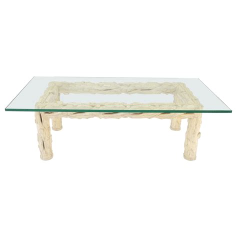 Heavy Carved Twig Motive White Pickled Finish Oak Base Rectangle 3/4" – EstablishedLines