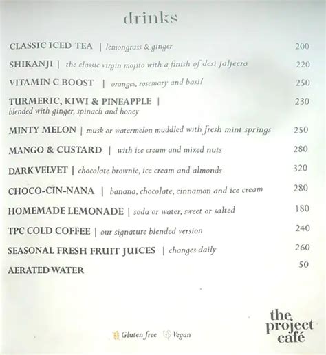 Menu at The Project Cafe, Ahmedabad