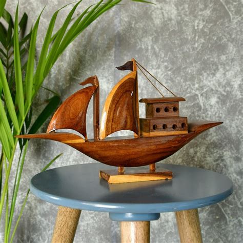 Shop Wooden Table Decor: Houseboat Figurine by Sowpeace