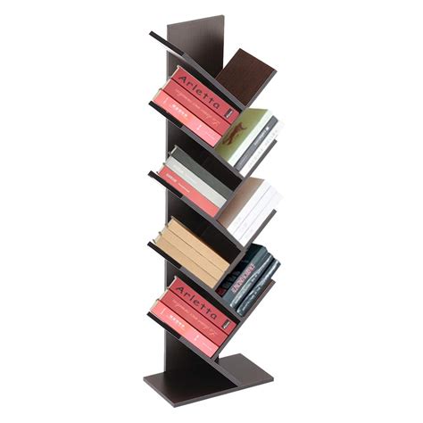 Inmozata Tree Bookshelf Organizer 9 Tier Floor Standing Small Bookcase ...