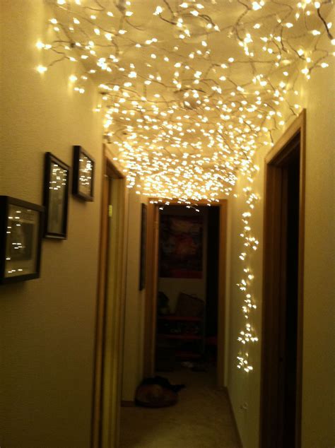 Christmas Tree Hallway Decor with Chrome Duct Tape and Icicle Strands