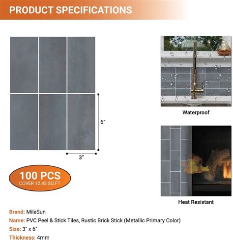 Buy MileSun 100 Piece Peel and Stick Backsplash PVC Tile, 3 Inch x 6 ...