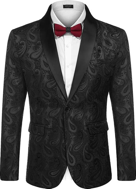 Buy COOFANDY Mens Floral Tuxedo Jacket Paisley Shawl Lapel Suit Blazer ...