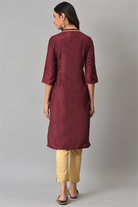 Buy Brown Floral Printed Sequined Ethnic Kurta Online for Woman | Shop ...