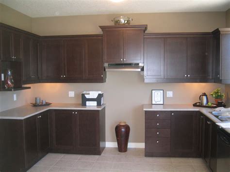 Cool White Granite Backsplash Also Classy Espresso Kitchen Cabinets ...