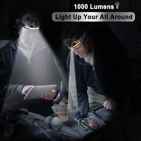 Buy Headlamp Flashlight, 2000mAh Rechargeable LED Light 230°Wide Beam ...