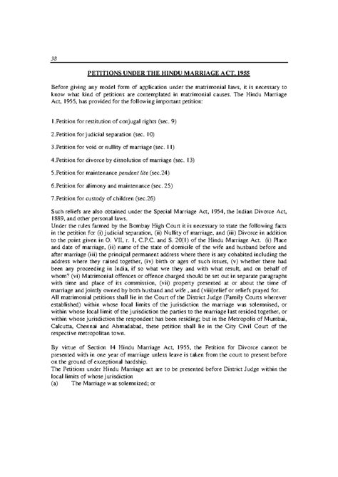 5) Sample Matrimonial Petitions - PETITIONS UNDER THE HINDU MARRIAGE ...