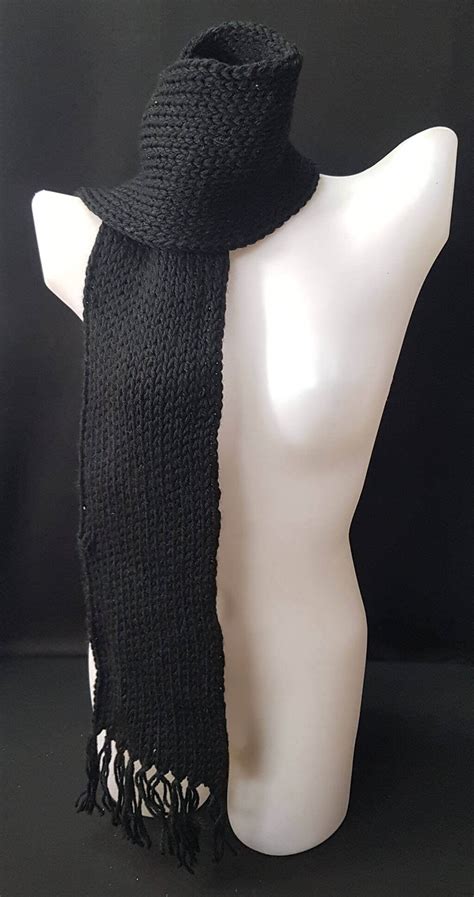 Black-Fashionable 60″ x 7″ Crochet Scarf - Metrozada