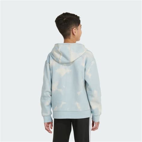 adidas Allover Print Fluidity Pullover Hoodie - Blue | Free Shipping ...