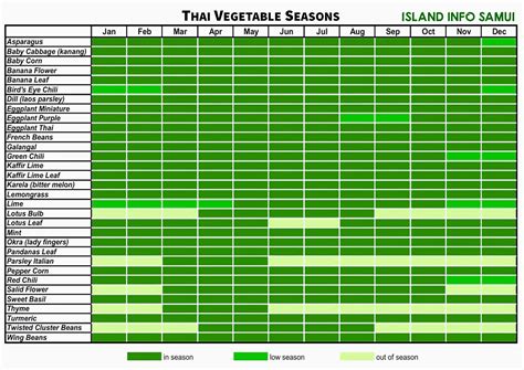 Thailand Vegetable Seasons