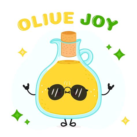 Olive oil character. Olive Joy card. hand drawn cartoon kawaii ...