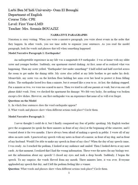 Narrative Paragraph Story Examples 的图像结果