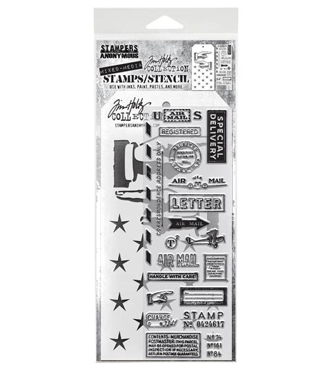 Tim Holtz Mixed-Media Stamps & Stencil-Set #41 - 793888451407