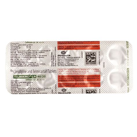 Telmikind Ln 40/20mg Strip Of 10 Tablets: Uses, Side Effects, Price ...