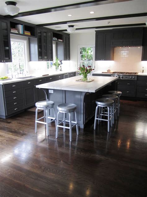 Unbelievable Kitchen With Dark Cabinets And Floors Commercial Trolley