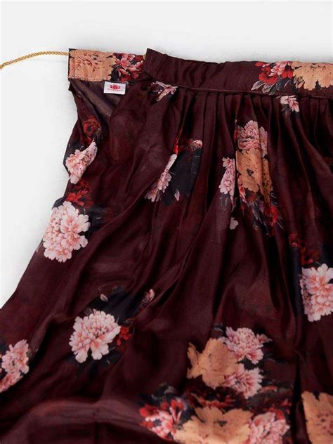Dazzling Brown Digital Printed Semi-Stitched Lehenga and Unstitched ...