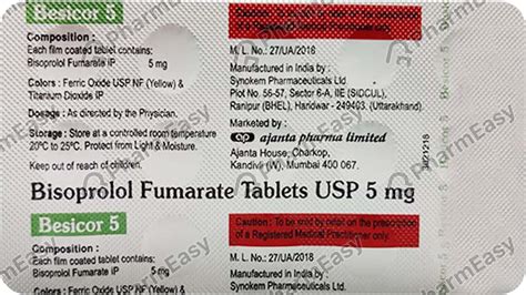 Besicor 5 MG Tablet (15): Uses, Side Effects, Price & Dosage | PharmEasy
