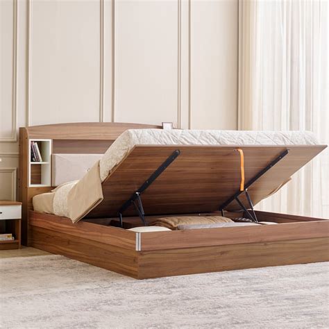 Buy Helios Nolan Robin King Bed with Hydraulic Storage - Teak from ...