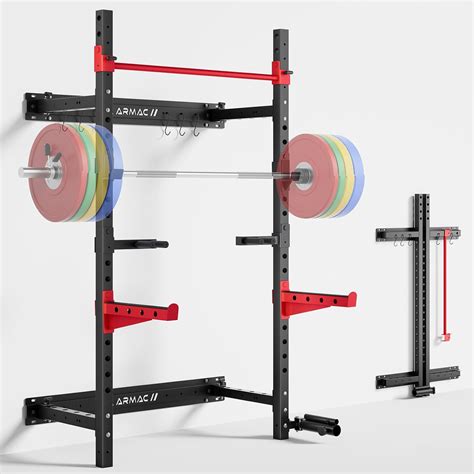 Amazon.com: ARMAC Folding Wall Mounted Squat Rack, Foldable Power Rack ...