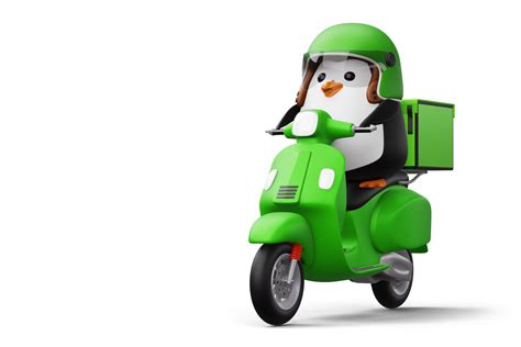Free Cute penguin riding scooter, penguin delivery, 3d rendering ...