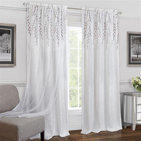 Achim 63-in White Floral Light Filtering Rod Pocket Single Curtain ...