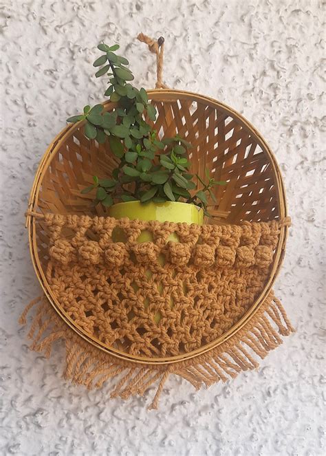 Get Kumudini Yellow Basket Wall Hanging Macrame Plant Holder at ₹ 474 ...