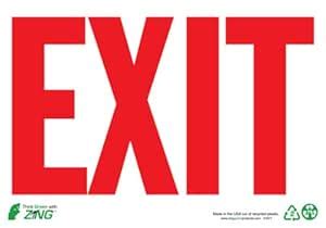 Zing Green Products ZING 1077S Eco Safety Sign, Exit, Red on White ...