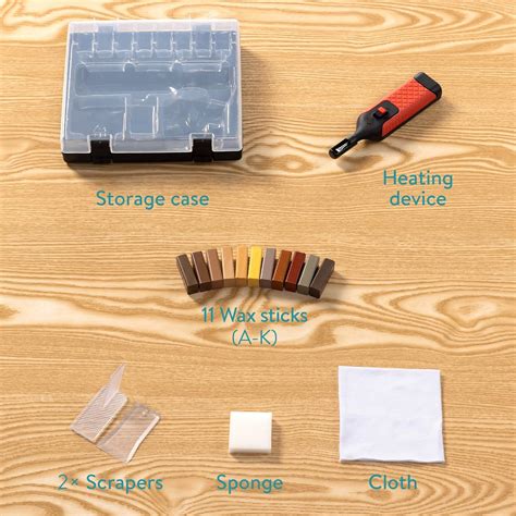 Navaris Wood Floor Repair Kit - Wax Sticks and Melting Tool for ...