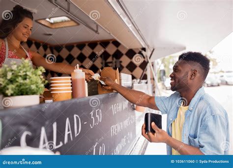 African American Man Buying Wok at Food Truck Stock Photo - Image of ...