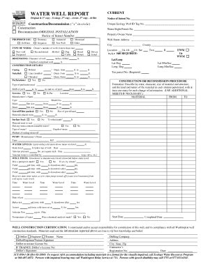Fillable Online fortress wa WATER WELL REPORT Fax Email Print - pdfFiller