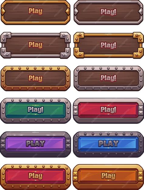 Computer game ui buttons set | Premium Vector