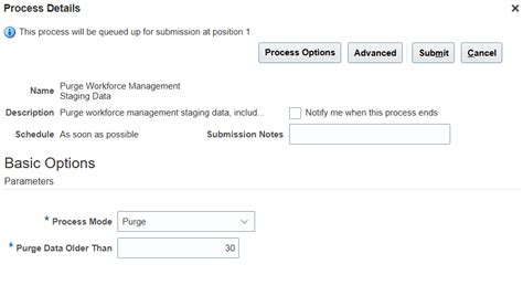 Purge Workforce Management Staging Data Process