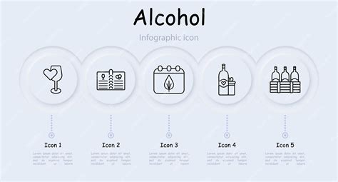알코올 세트 아이콘 유리 심장 포도 발효 달력 노화 병 자연 제품 메뉴 소멜리어 음료 등급 맛있는 잎 냉각 인포그래픽 와인 작업 ...
