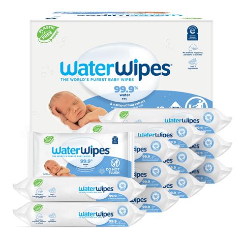 WaterWipes Plastic-Free Original Baby Wipes, 99.9% Water Based Wipes ...