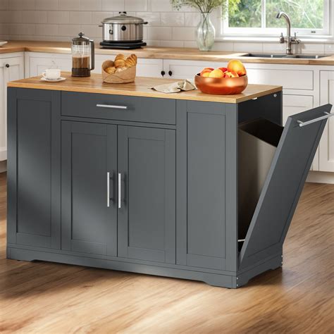 Willa Arlo™ Interiors Cushing Rolling Kitchen Island with Wood Top ...