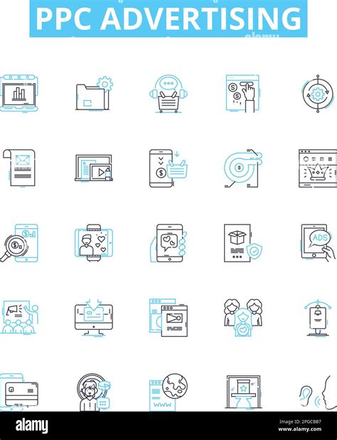 PPC advertising vector line icons set. Pay-per-click, Advertising, PPC ...