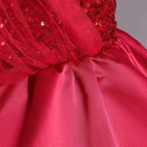 Shop Online Girls Red Sequin Embellished Sleeveless Party Dress at ₹1799