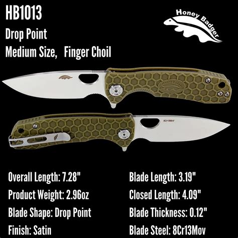 Buy Honey Badger Drop Point Pocket Knife - 3.19 Folding Pocket Tactical ...