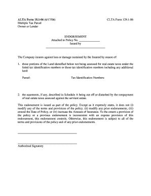 Fillable Online alta 181 06 endorsement form Fax Email Print - pdfFiller