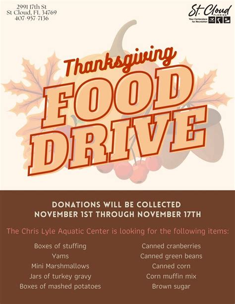 Thanksgiving Food Drive, Chris Lyle Aquatic Center, Saint Cloud, 6 ...