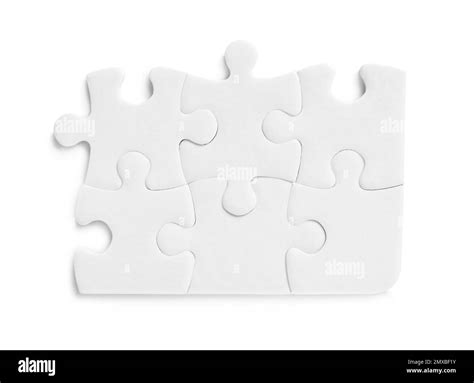Blank puzzle pieces isolated on white, top view Stock Photo - Alamy