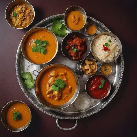 Delicious indian food on tray top view ai image | Premium AI-generated ...